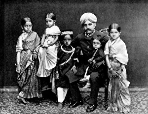 Sari Prints: The late Maharajah of Mysore, G.C.S.I. and his family, 1895. Creator: George Meisenbach