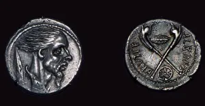 Late republican Roman coin showing the head of a Gaul, 1st century Late republican Roman coin showing the head of a Gaul, 1st century