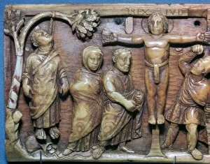 Crucifix Collection: Late Roman ivory casket, Death of Judas and the Crucifixion, 5th century