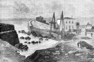 Repair Prints: The Late Storms: breach in the sea wall on the strand at Youghal