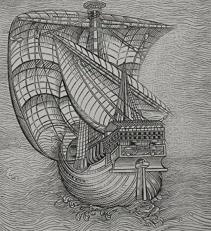 Exploring Prints: Lateen sail caravel, late 15th-century ship, 1892. Creator: Unknown