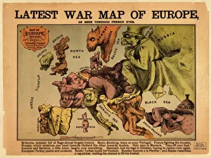 Latest war map of Europe: as seen through French eyes. Artist: Hadol, Paul (1835-1875) Latest war map of Europe: as seen through French eyes. Artist: Hadol, Paul (1835-1875)