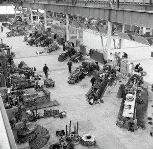 Lathe Gallery: Lathe workshop area, Park Gate Iron & Steel Co, Rotherham, South Yorkshire, 1964 Artist