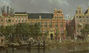 Waterside Prints: The Latin school on the Singel, Amsterdam, 1802. Creator: Jacob Smies