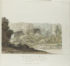 Cliff Face Prints: Part of Latomia caves at Syracuse, 1778. Creator: Louis Ducros