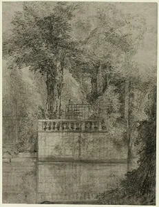 Stumping Prints: Lattice Work and Reflecting Pool at Arcueil, 1744/47. Creator: Jean-Baptiste Oudry