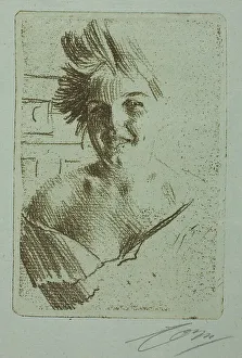 Zorn Anders Prints: Laughing Model I, 1898. Creator: Anders Leonard Zorn