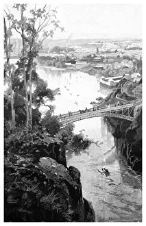 Tasmania Prints: Launceston, from Cataract Bridge, Tasmania, Australia, 1886