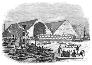 Cheering Gallery: Launch of the 'Boscawen'at Woolwich, 1844. Creator: Unknown