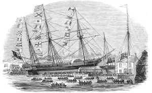 Launch of The Braganza'steamer at Cowes, 1844. Creator: Unknown