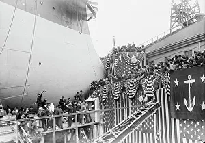 Navy Yard Prints: Launch of Florida, U.S.N. 1910. Creator: Bain News Service
