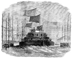Edwin Weedon Prints: Launch of H.M.S. Cyclops at Blackwall, 1871. Creator: Unknown