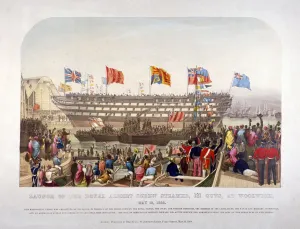 Royal Dockyard Prints: Launch of HMS Royal Albert, Woolwich Royal Dockyard, Kent, 1854