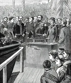 Dss Of Argyll Prints: Launch of the Inflexible at Portsmouth