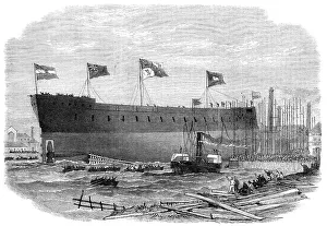 Ship Building Prints: Launch of the Victoria, iron-clad frigate built for the Queen of Spain at Blackwall