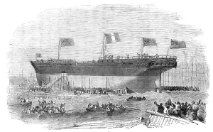 Mail Steamer Prints: Launch of the Vittorio Emanuele Iron Screw Steamer