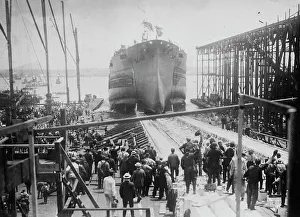 Us Navy Prints: Launch of WYOMING, 5/25/11, 1911. Creator: Bain News Service