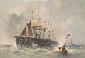 Telegraphy Gallery: Launching the Buoy from the Bow of the Great Eastern on August 8th, 1865, 1865-66