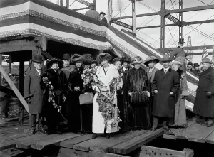 Graving Dock Prints: Launching party, Str. Seeandbee, 1912 Nov 9. Creator: William H. Jackson
