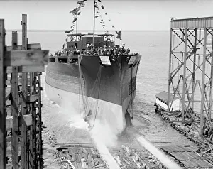 Launching Prints: Launching of U.S.S. Texas, 1912