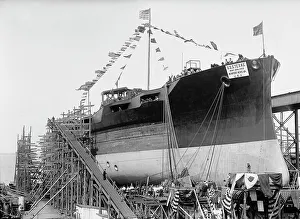 Launching Prints: Launching of U.S.S. Texas, 1912