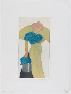 Turquoise Collection: The Laundress, 1898. Creator: Theophile Alexandre Steinlen