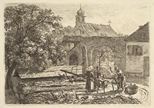 Johann Christian Erhard Prints: Laundress at an Artesian Well, 1817. Creator: Johann Christian Erhard
