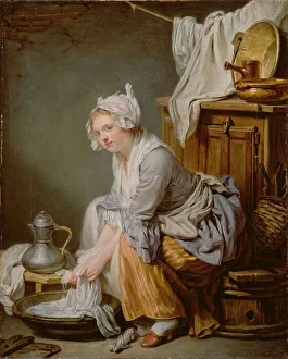 The Laundress (La Blanchisseuse), 1761. Artist: Greuze, Jean-Baptiste (1725-1805) The Laundress (La Blanchisseuse), 1761. Artist: Greuze, Jean-Baptiste (1725-1805)