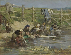 Boudin Collection: Laundresses by a Stream, ca. 1886-1890. Artist: Boudin, Eugene-Louis (1824-1898)