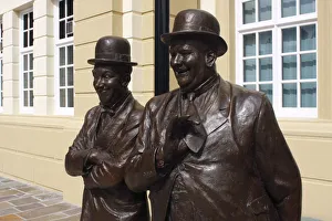 Tribute Prints: Laurel and Hardy statue, Coronation Hall, Ulverston, Cumbria, 2009