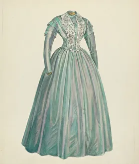 Lavender Prints: Lavender Taffeta Dress, 1935 / 1942. Creator: Unknown