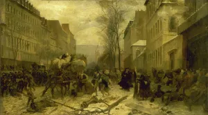 l'Avenue d'Orléans, durant les bombardements de Paris par les armées prussiennes, en janvier 1871... Creator: Felix Henri Emmanuel Philippoteaux