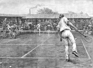 The Lawn Tennis Championship Match at Wimbledon, 1888. Creator: Arthur Hopkins