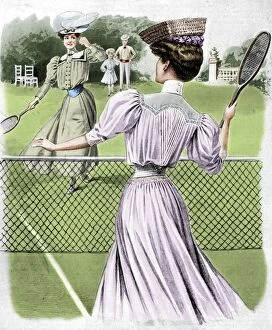 Colorised Collection: Two lawn tennis costumes for October, 1905