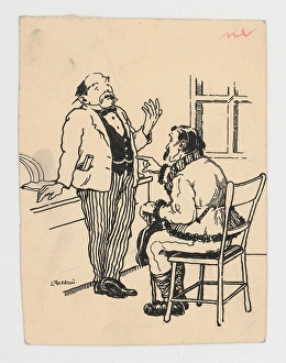 Ladislav Prints: Lawyer with client, around 1920. Creator: Ladislav Treskon