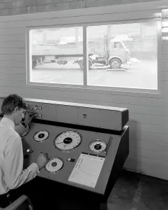 Commer Prints: Laycock Commercial Brake testing unit with a Commer 10 ton tractor unit Sheffield, 1969