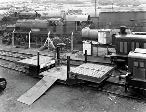 Siding Prints: Laycock Engineering rail mounted loadlifta, Bicester sidings, Oxfordshire, 1959. Artist