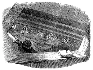 Laying the Atlantic Telegraph Cable - Displacement of the Cable on Board the Agamemnon, 1858. Creator: Unknown. Laying the Atlantic Telegraph Cable - Displacement of the Cable on Board the Agamemnon, 1858. Creator: Unknown