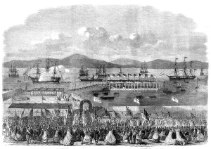 Firth Of Clyde Prints: Laying the foundation-stone of the Albert Harbour, Greenock, 1862. Creator: Unknown