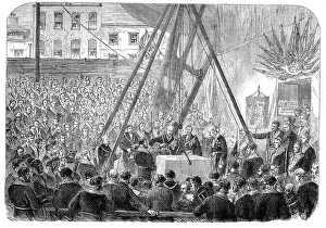 Construction Site Prints: Laying the foundation-stone of the new building in connection with Freemasons Hall