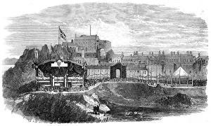 Chess Piece Prints: Laying the foundation-stone of new harbour works at Jersey, 1872. Creator: Unknown