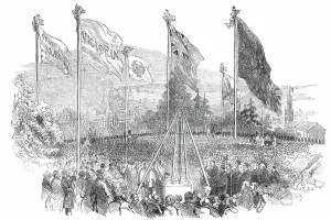 Laying Prints: The Laying of the Foundation-Stone of Victoria College, Jersey, 1850. Creator: Unknown