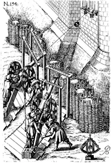 Pump Prints: Laying siege canon on target, from Le diverse et artificiose machine, 1620