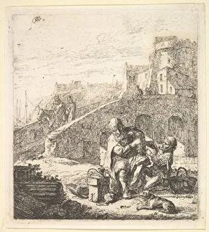 Lazarillo Stealing Grapes from the Poor Blind Beggar, 17th century. Creator: Thomas Wijck Lazarillo Stealing Grapes from the Poor Blind Beggar, 17th century. Creator: Thomas Wijck
