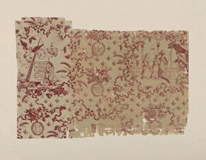 Prison Gallery: Le Bastille Demolité(Fall of the Bastille) (Furnishing Fabric), England, c. 1790