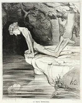 Adoring Prints: Le beau Narcisse, 1842. Creator: Honore Daumier