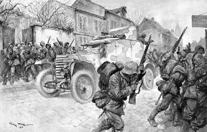 Armoured Car Prints: Le bolide qui passe; une auto-mitrailleuse de cavalerie francaise regagne nos lignes