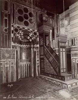Bonfils Collection: Le Caire - Interieur de la mosquee El Bordei, 1870s. Creator: Felix Bonfils