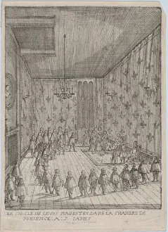Attendant Collection: Le Cercle De Leurs Magestes Dans La Chambre De Presence: A: S. Iames; illustration from H... 1639