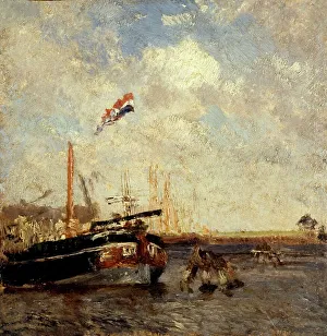 Ziem Felix Prints: Le chaland, between 1850 and 1853. Creator: Felix Francois Georges Philibert Ziem